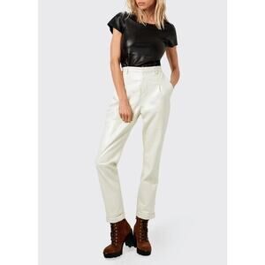 AS DF Womens Denise Ankle Trouser 10 White Buttercream Recycled Leather FLAW